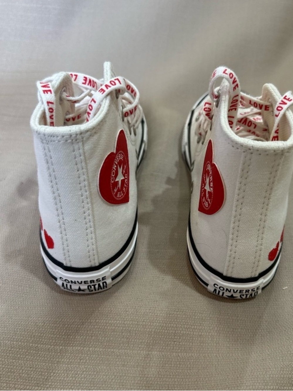 Converse White High-Top Sneakers with Red Heart Accent - Picture 2 of 3